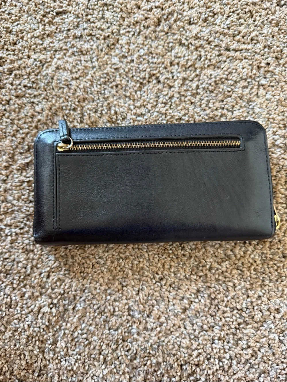 FOSSIL Black Leather Zip Wallet